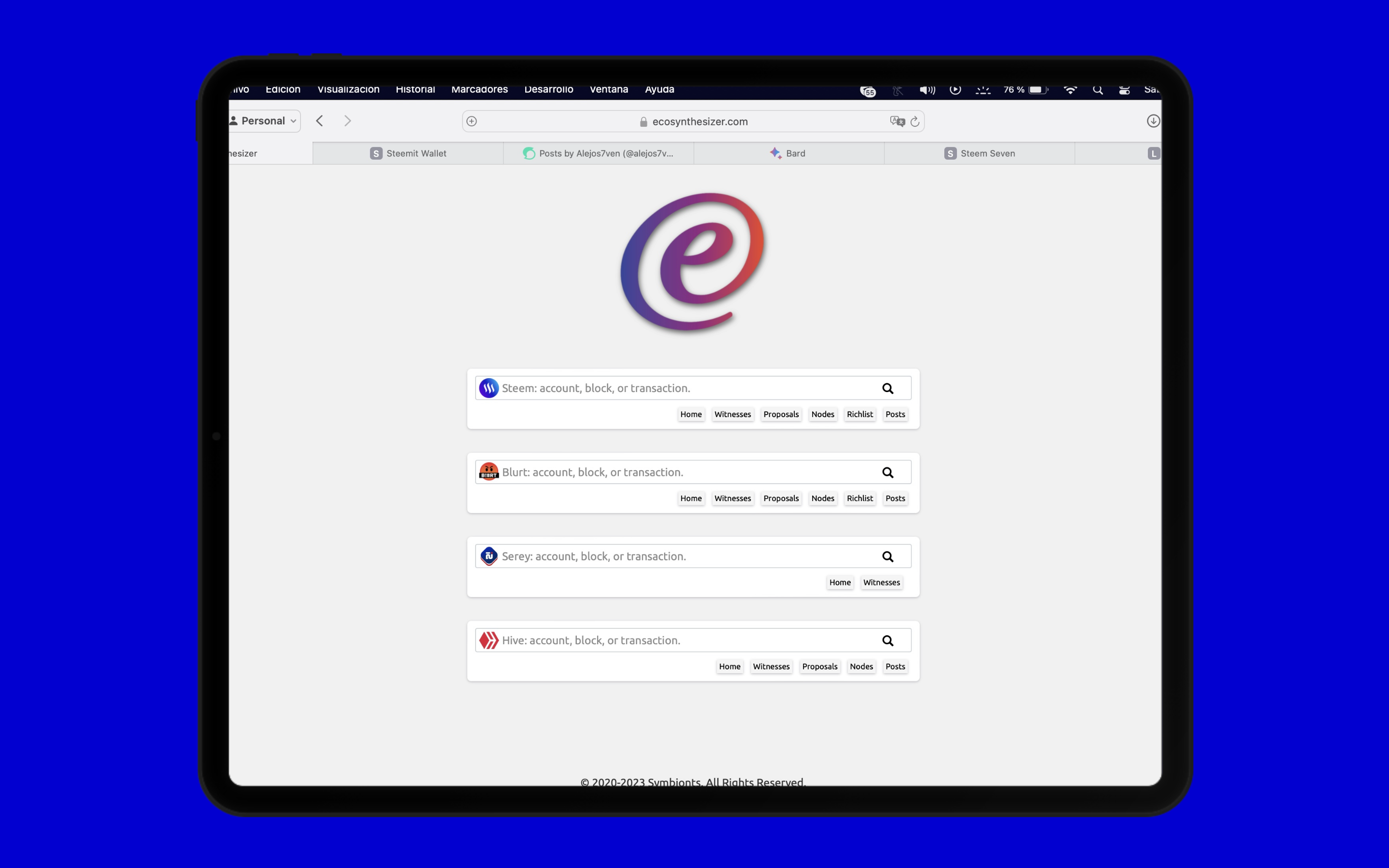 Ecosynthesizer Blockchain Explorer
